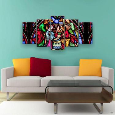 Imagem de Quadro Decorativo Vitral Menino Jesus Hd 129x61 Quarto Sala