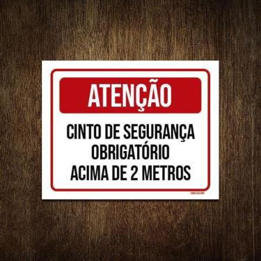 Imagem de Placa Atenção Cinto De Segurança Obrigatório 2 Metros 18X23