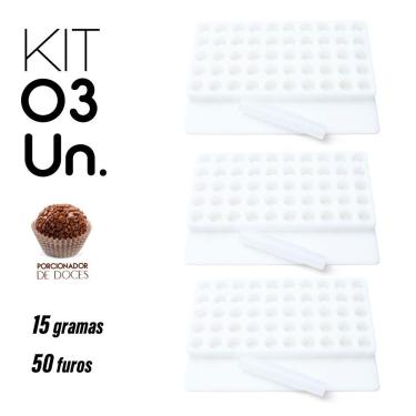Imagem de Kit 3 Placa Porcionadora Dosadora de Doces Brigadeiro 15g