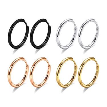 Imagem de Brincos de argola de aço cirúrgico 316L, brincos masculinos de 6 mm a 20 mm, hipoalergênicos, pequenos para dormir, brinco de cartilagem, para mulheres, 20G 18G, 8mm, Aço inoxidável, Sem pedra
