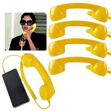 Imagem de Monofone Pop Phone Microfone Audio Kit 5 Uni Amarelo Telefone Celular Atende Chamadas Ligaçoes Telefonema P2 Smartphone