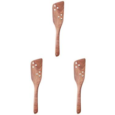 Imagem de 3 Pecas Espátula De Madeira Torneiros Wok De Madeira Espátula De Biscoito Espátula Com Espátula De Wok De Cozinha Panela Anti-queimadura Espátula Wok Espinho Remo De Madeira