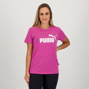 Imagem de Camiseta Puma Ess Logo Heather Feminina Pink