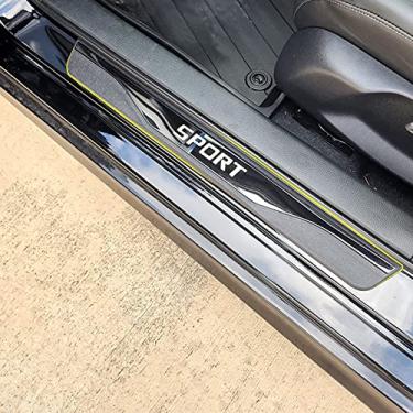 Imagem de GZBFTDH Protetor protetor de rasgo de peitoril da porta do carro, compatível com acessórios Volvo XC40 XC60 XC90, acabamento de placa de entrada de porta de aço (preto)