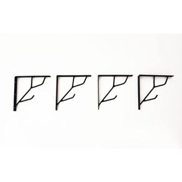 Imagem de Suporte Mão Francesa com Gancho em Ferro Cor Preto 4 Unidades