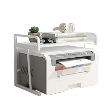 Imagem de KIZQYN Suporte de impressora Rack de impressora Rack de armazenamento de camada dupla mesa de escritório com tipo agulha pequena copiadora de casa prateleira de acabamento de separação de espaço Racks de ferramentas Impressora de mesa (Cor: Ouro)