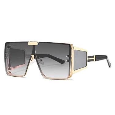 Imagem de Óculos de sol de espelho de prata quadrado grande de uma peça para mulheres moda perna larga liga hip hop óculos de sol masculinos, 7, tamanho único