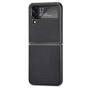 Imagem de Capa de telefone fino fino de fibra de carbono para Samsung Galaxy Z Flip4 5G Flip 4 Flip3 Flip 3 Capa anti-riscos para Samsung Z Flip4, preto, para samsung z flip