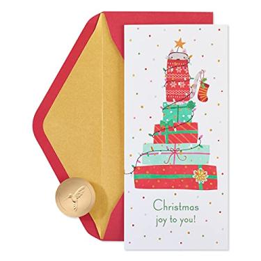 Imagem de Papyrus Cartões de Natal para gatos embalados com envelopes, alegre e brilhante, gato com presentes (16 unidades)