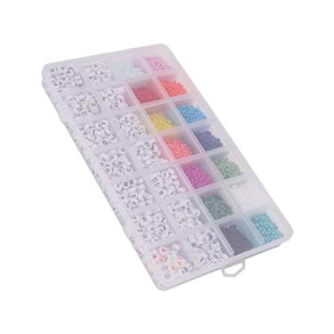 Imagem de Contas Alfabeto, 6303 PCS Contas Plásticas Plástico Armazenamento Simples para Pulseira para Colar para Faça Você Mesmo