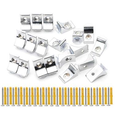 Imagem de Pxyelec Suporte de suporte de prateleira de vidro para fixação de canto, suporte de prateleira de vidro, pacote com 20