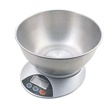 Imagem de balança de cozinha digital balança de cozinha balança de aço inoxidável com tigela destacável, balança de cozimento doméstico com função de descascar
