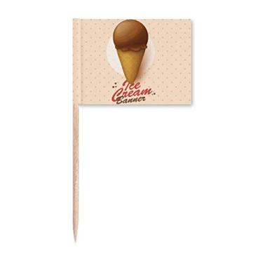 Imagem de Marcador de palito de sorvete marrom chocolate com cones para decoração de festa
