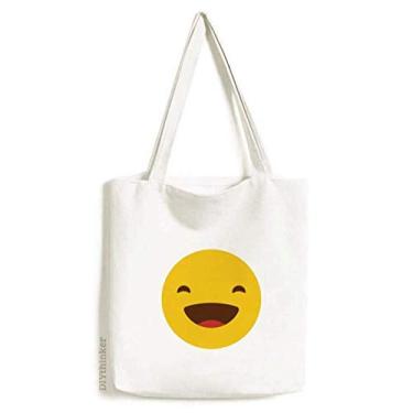 Imagem de Laugh Yellow Cute Online Face Cartoon Tote Canvas Bag Shopping Satchel Casual Bolsa