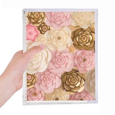 Imagem de Caderno de folhas soltas e brancas e rosa com lindas flores para diário