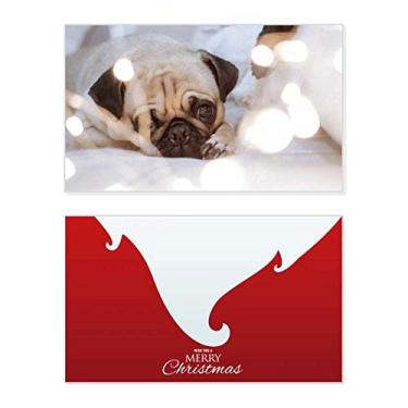 Imagem de Bulldog Pet Animal Lonely Foto Feriado Feliz Natal Cartão de Parabéns Mensagem com Letras de Natal