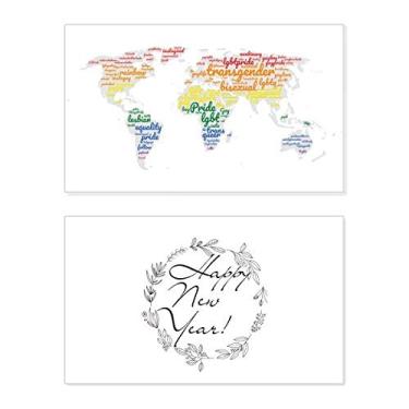 Imagem de Mapa global Lgbt Rainbow Wordcloud Festival Ano Novo Cartão de felicitações Bless Mensagem presente