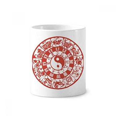 Imagem de Chinese Taiji Diagramas Yin-yang Zodíaco Escova de dentes Caneca, copo de cerâmica branca 355 ml