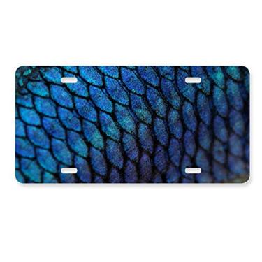 Imagem de DIYthinker Placa de licença azul mistério ampliar peixe decoração aço inoxidável automóvel etiqueta