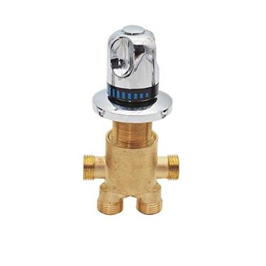 Imagem de Torneira misturadora com interruptores de banheira, válvula de mistura de água fria e quente, latão dividido para massagem, torneira de banheira com controle de 2 ou 3 vias, cabo triplo, núcleo de válvula de cerâmica, controle de temperatura