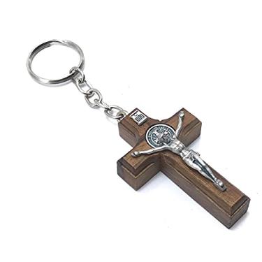 Imagem de Chaveiro Crucifixo Com Medalha De São Bento Prata Velha