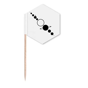 Imagem de Série Planetary Satellite Juxtaposition, bandeiras de palito, palitos de cupcake, festa comemoração