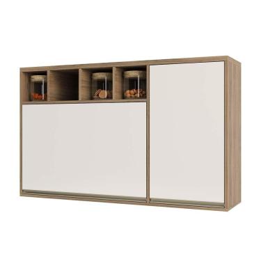 Imagem de Armário Aéreo 120 cm 1 Porta de abrir 1 Porta Basculante e Nicho Superior Mel Luciane Móveis