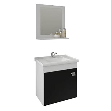 Imagem de Gabinete De Banheiro 100% Mdf Iris 44 Cm Com Espelho Branco/preto - Mgm
