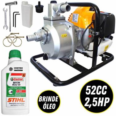 Imagem de Motobomba VB10B Vulcan Autoescorvante Á Gasolina 2 Tempos 52cc 2,5HP Para Água Limpa Com Óleo Castrol Stihl 500ml