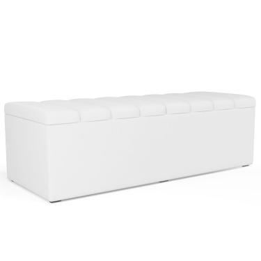 Imagem de Calçadeira Recamier Baú Para Cama De Casal King Dália 195x50 cm W01 Facto Branco - Lyam