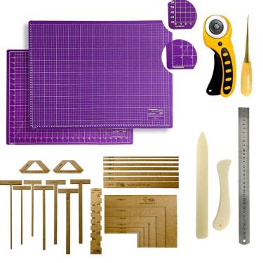 Imagem de Base de Corte A2 45x60 Dupla Face Kit Encadernação Gabarito Esquadros Scrapbook Réguas Cortador de Tecidos Dobradeira Agulhão