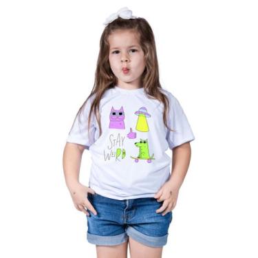 Imagem de Camiseta Infantil Menina Gatinha Gato Gatinho Cat Animal Zoo - Retha E
