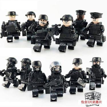 Imagem de 12pcs Polícia Especial Blocos de Construção City Police Face Shield