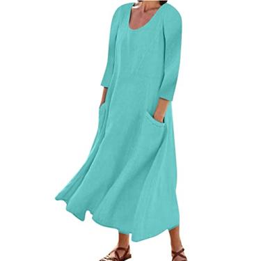 Imagem de Vestidos maxi para mulheres 2023 vestidos plus size bodycon básico vestido de verão com bolso vestido de maternidade vestido envoltório (Z1-Light Blue, XL)