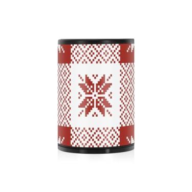 Imagem de Cinzeiro decorativo xadrez vermelho branco de Natal para cigarros com tampa à prova de cheiro de aço inoxidável portátil sem fumaça mini caixote do lixo de carro bandejas de cinzas para fora para