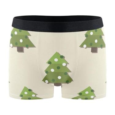 Imagem de KLL Ilustração de padrão de árvores verdes de Natal cueca boxer masculina cueca boxer masculina cueca atlética masculina, Ilustração de padrão de árvores verdes de Natal, M