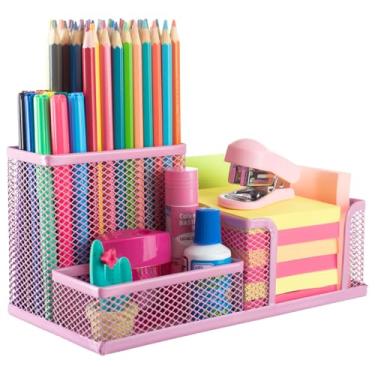 Imagem de Porta Lápis P/Escritório Mesa Estudos Home Office Colorido (Rosa)