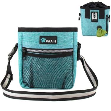 Imagem de PetAmi Bolsa de petisco para cães | Bolsa de treinamento para cães com alça de ombro na cintura, dispensador de saco de cocô | Bolsa de treinamento para petiscos, pedaços, brinquedos para animais de estimação | 3 maneiras de usar (turquesa) | Tigela não incluída
