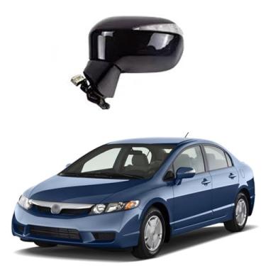 Imagem de Conjunto de espelho lateral do motorista adequado para Honda CIVIC 2006 2007 2008 2009 2010 2011 HONDA CIVIC ajuste de lente de substituição do espelho retrovisor do carro, luz de direção LED,