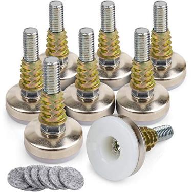 Imagem de Niveladores de móveis resistentes Niveladores de pernas ajustáveis para móveis, pés de nivelamento para mesas, cadeiras, armários, elevador de sofá, suporte de 598 kg, kit de porca em T de 3/20.3