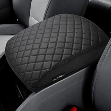 Imagem de ISSYAUTO Capa de console central personalizada para apoio de braço compatível com piloto 2009-2015, cobertura de descanso de braço de couro macio e aconchegante para carro, capa de console durável, preta