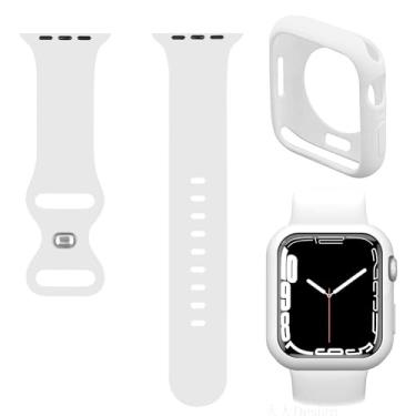 Imagem de Raamax Pulseira de silicone macio com capa protetora fina compatível com Apple Watch Watch 40 mm Series SE 6 5 4, branca