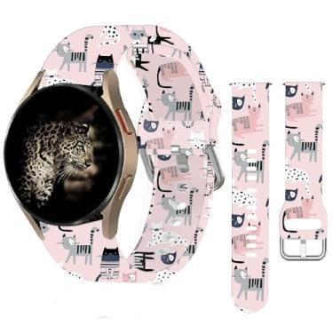Imagem de Pulseiras esportivas de silicone de 20 mm compatíveis com Samsung Galaxy Watch 6/Watch 5/Galaxy Watch 4 de 40 mm e 44 mm/Classic 42 mm e 46 mm/Watch 3 de 41 mm, Active 2, linda pulseira de substituição para mulheres (gatos rosa fofos)