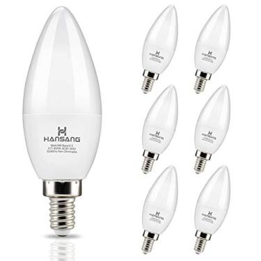Imagem de Lâmpadas LED de candelabro E12 4000K lâmpada de ventilador de teto Hansang 6W, equivalente a 60W, lâmpada tipo B para lustre, C37 600LM, pacote com 6 não regulável