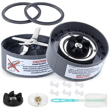 Imagem de Pacote com 2 lâminas de substituição para liquidificador NutriBullet série 900W 600W, peças de reposição compatíveis com lâmina NutriBullet, incluindo junta de borracha de engrenagem e almofada de