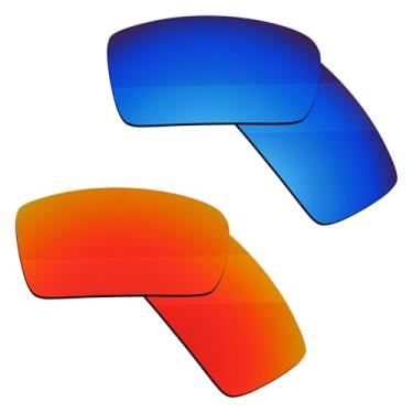Imagem de Boldbright Lentes de substituição compatíveis com óculos de sol Oakley Gascan OO9014 - Azul + Vermelho espelhado revestido