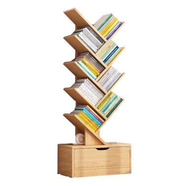 Imagem de Estante de livros independente, prateleira de árvore com armário, estante aberta industrial, prateleiras de exibição de chão, estantes utilitárias, organizador para livros, CDs, plantas