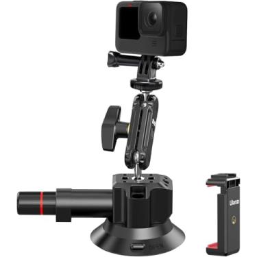 Imagem de Suporte com ventosa para câmeras de ação iPhone - ULANZI SC-01 7.6 cm Suporte de sucção a vácuo acionado por bomba suporte de telefone braço mágico adaptador de câmera de ação carro barcos suporte de