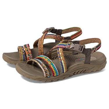 Imagem de Sandália feminina Skechers Reggae-Sew Me-Boho de tecido com tiras nas costas, Taupe Multi, 5