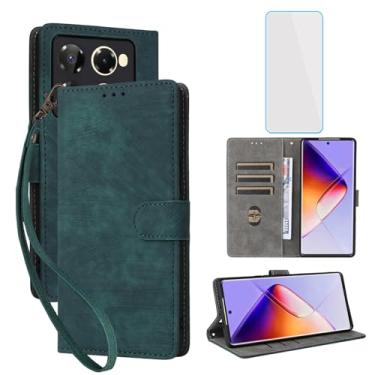 Imagem de IUQXU Capa carteira para celular Infinix Note 40 Pro Plus 5G / Infinix Note 40 Pro com protetor de tela [bloqueio RFID] capa feminina de couro para celular Infinix Note40 Pro + 4G 5G verde